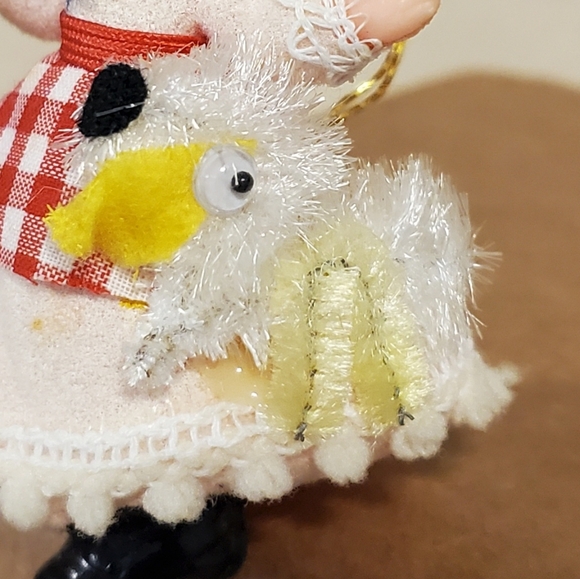 Vintage Flocked Plastic Face Little Bo Peep/Mary had a Little Lamb Ornament - Picture 7 of 12